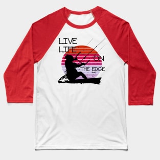 Vintage Sunset Retro Sunrise Black Kitesurfer Silhouette 4 Baseball T-Shirt